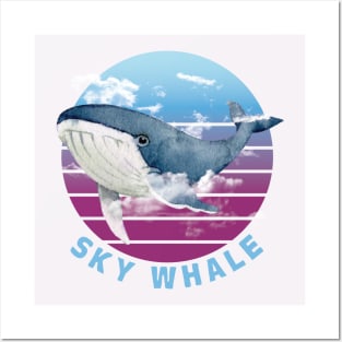 Sky Whale Floating In The Clouds Posters and Art